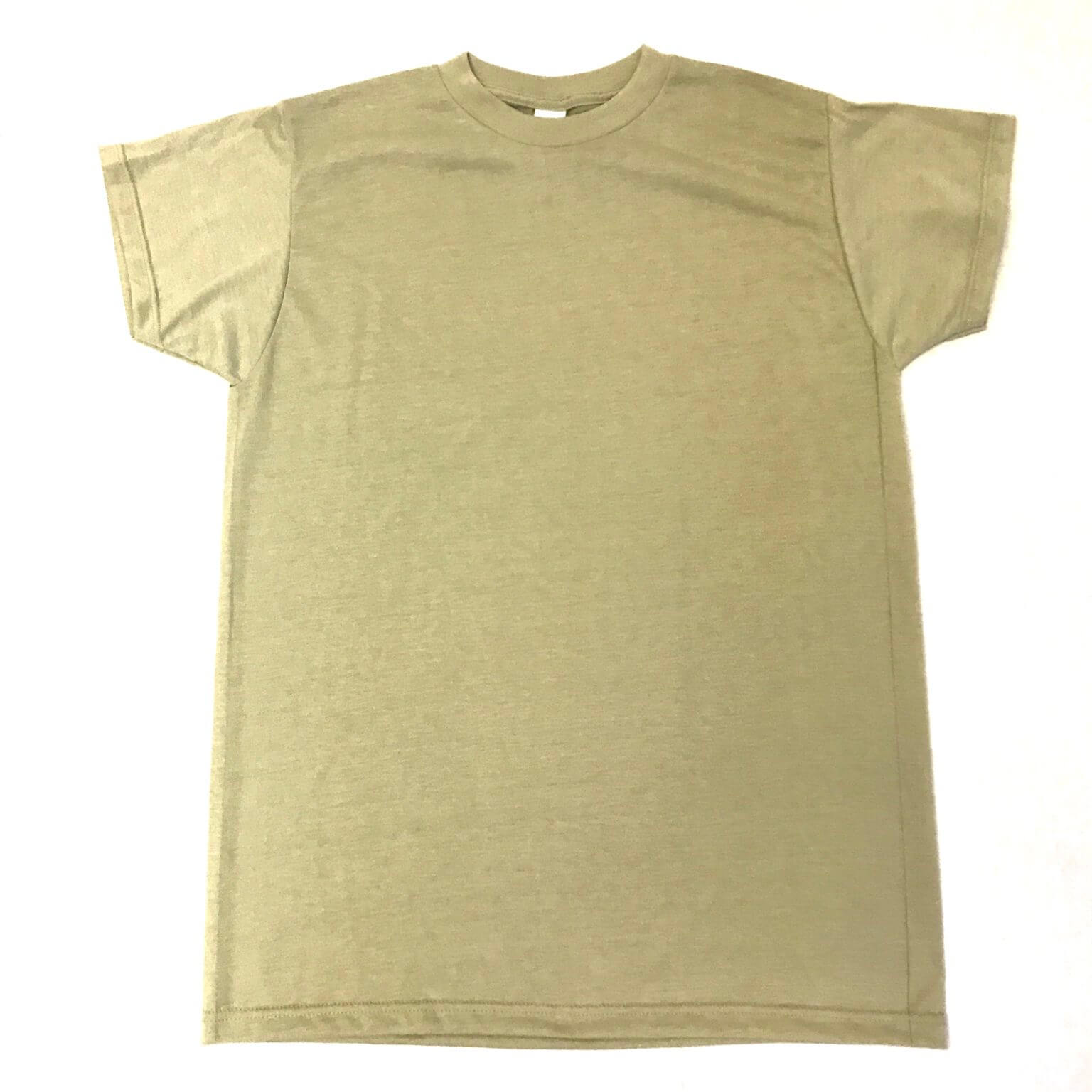 Sand Tan T-Shirts, Polyester Crew Neck Shirt 3 Pack [Genuine Army Issue]