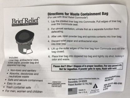 10 Pack Brief Relief Wag Bags, Portable Toilet Kit Bags