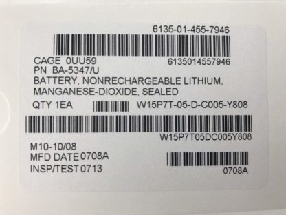 Army BA-5347/U Lithium Manganese Dioxide Battery, mfg date 07/08