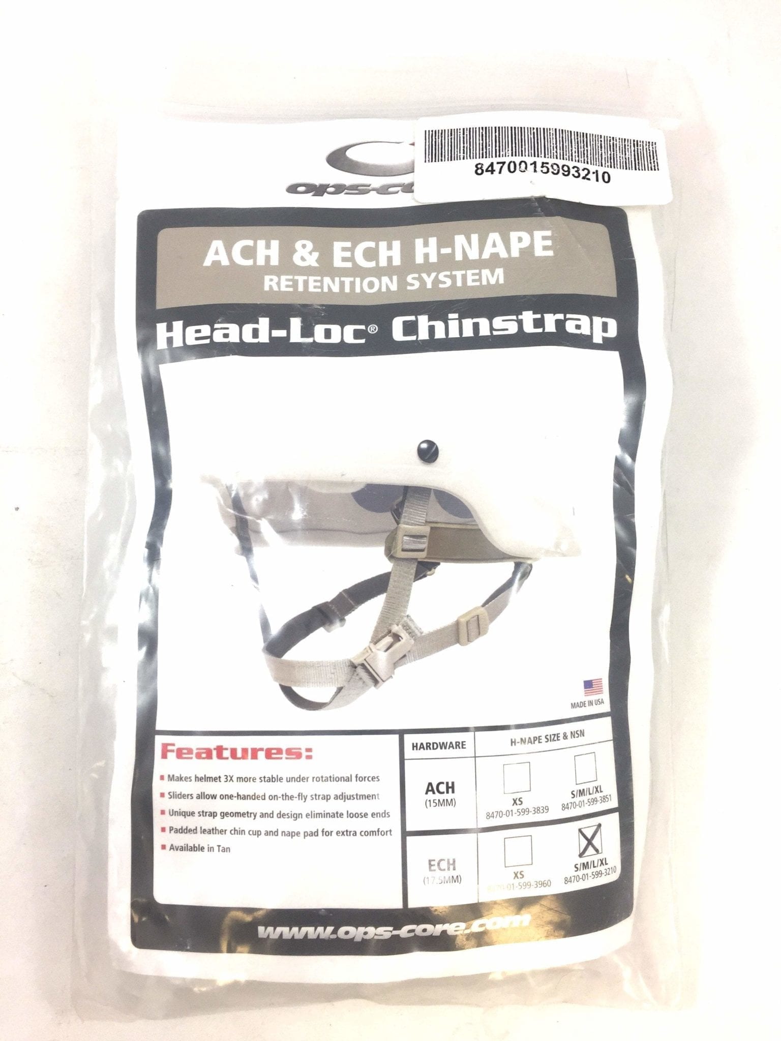 OpsCore ACH & ECH HeadLoc Chinstrap, SmallXL Army Surplus