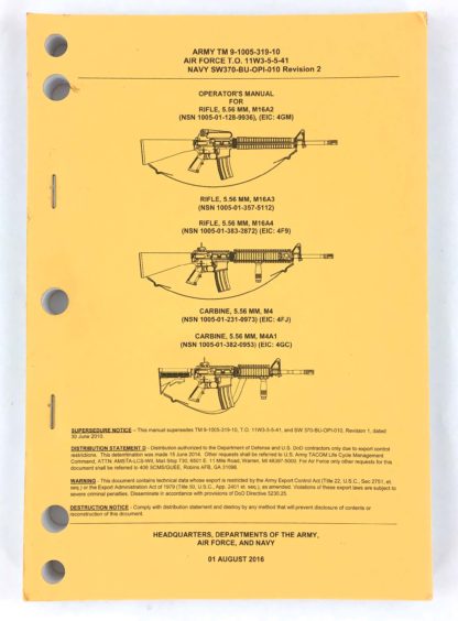 US Military M16, M4 Operators Manual