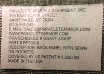 Paraclete Back Panel, Smoke Green Label