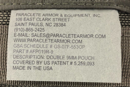 Paraclete Double 9mm Magazine Pouch, Smoke Green Label