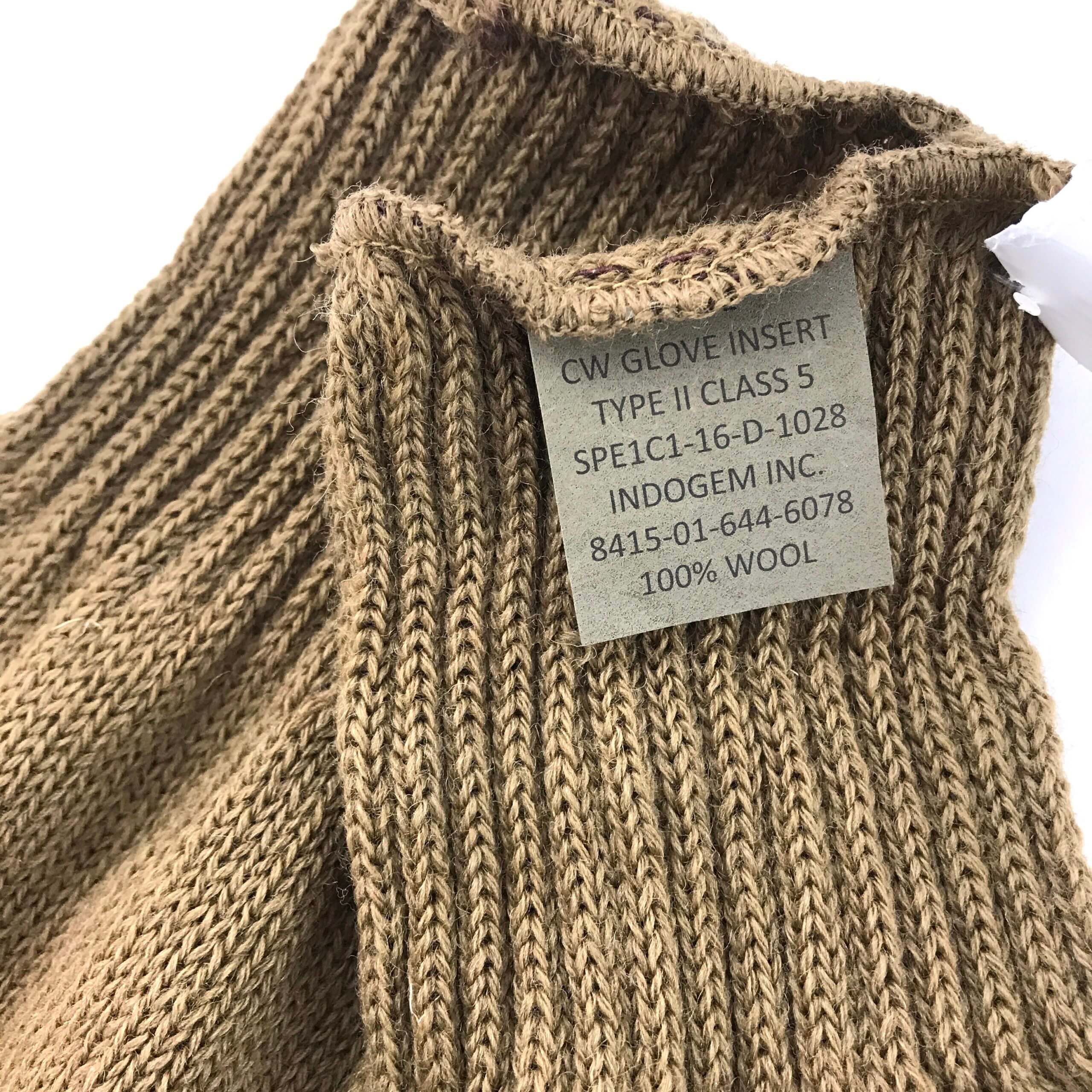 USGI Wool Cold Weather Glove Insert, Coyote Brown [Genuine Issue]