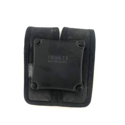 Used Bianchi Double Pistol Mag Belt Pouch Upright Back View