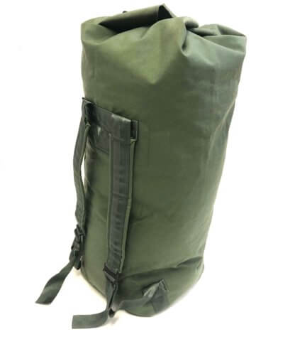 Used Nylon Army Duffel Bag, "Sea Bag" - New Green Straps View
