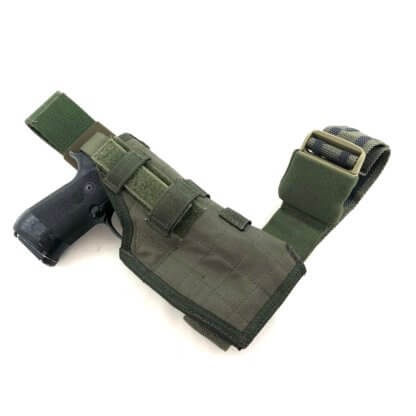 Eagle industries Drop Leg Holster, Ranger Green - Overall View With Pistol