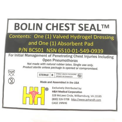 H&H Bolin Chest Seal - Label View