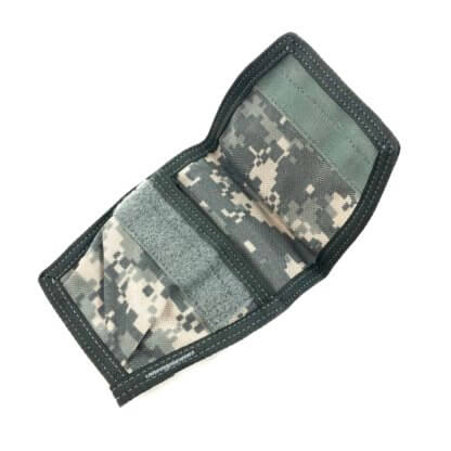 The pouch can fit one pair of handcuffs and secures them with a hook and loop flap. There is a divider in the pouch to help with storage and drawing the handcuffs.