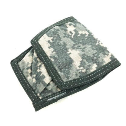 This is a handcuff pouch from Eagle Industries. The pouch can fit one pair of handcuffs and secures them with a hook and loop flap. There is a divider in the pouch to help with storage and drawing the handcuffs. The pouch can mount to any MOLLE compatible surface.