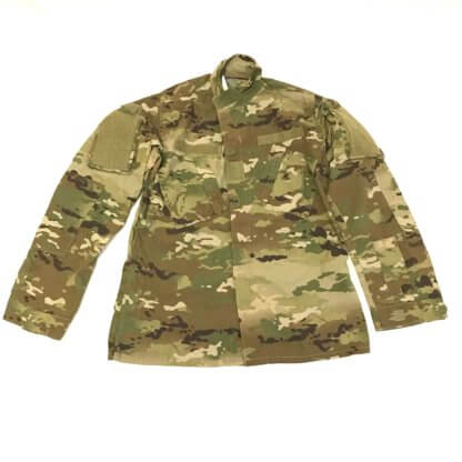 This is the OCP Scorpion flame resistant uniform. The US Army formally issues this uniform. The top is made of a flame and insect resistant rip-stop material.