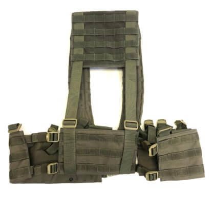 The back of the harness has MOLLE webbing for attaching additional gear or backpacks.