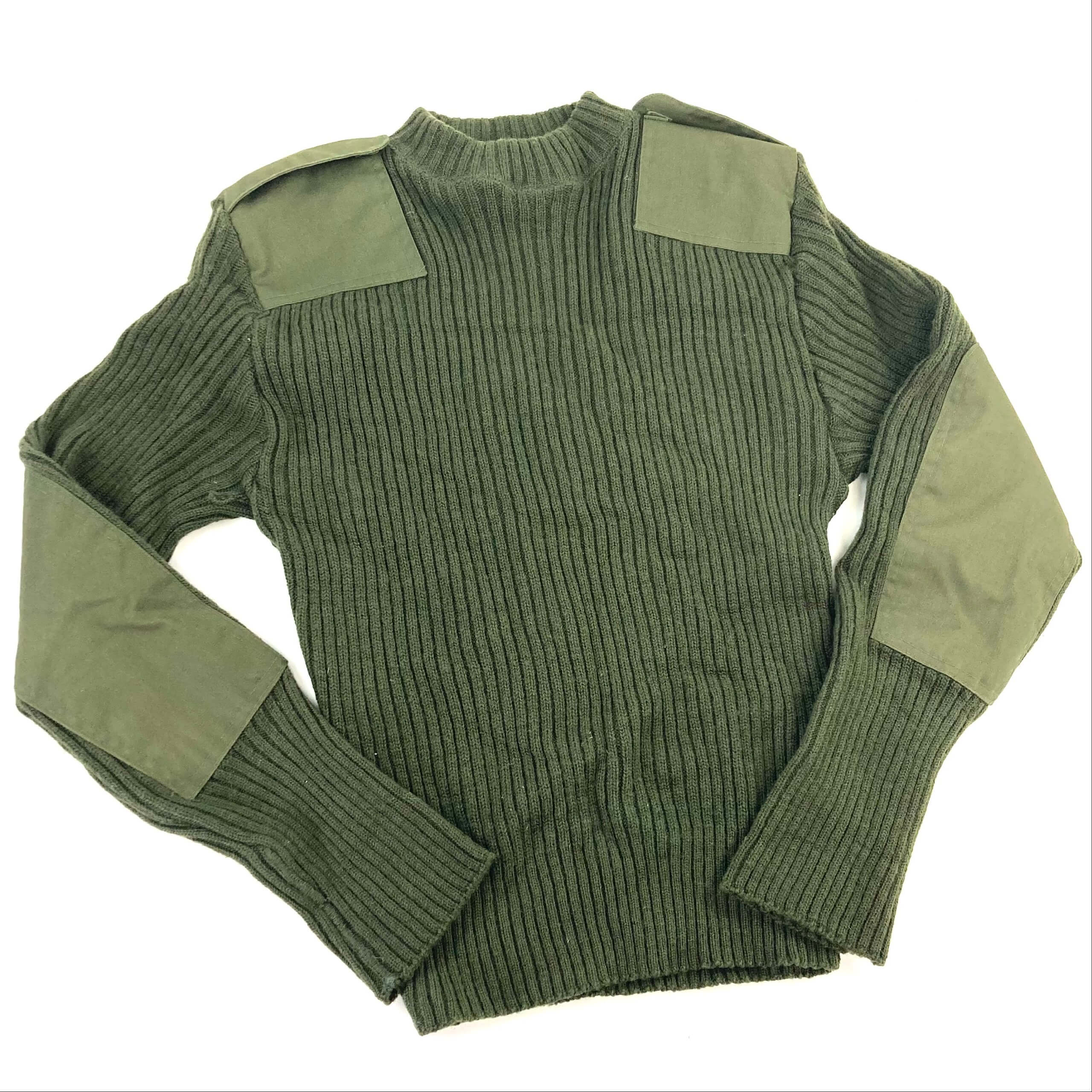 USGI Service Sweater with Epaulettes, Crew Neck, Wool, Olive Drab
