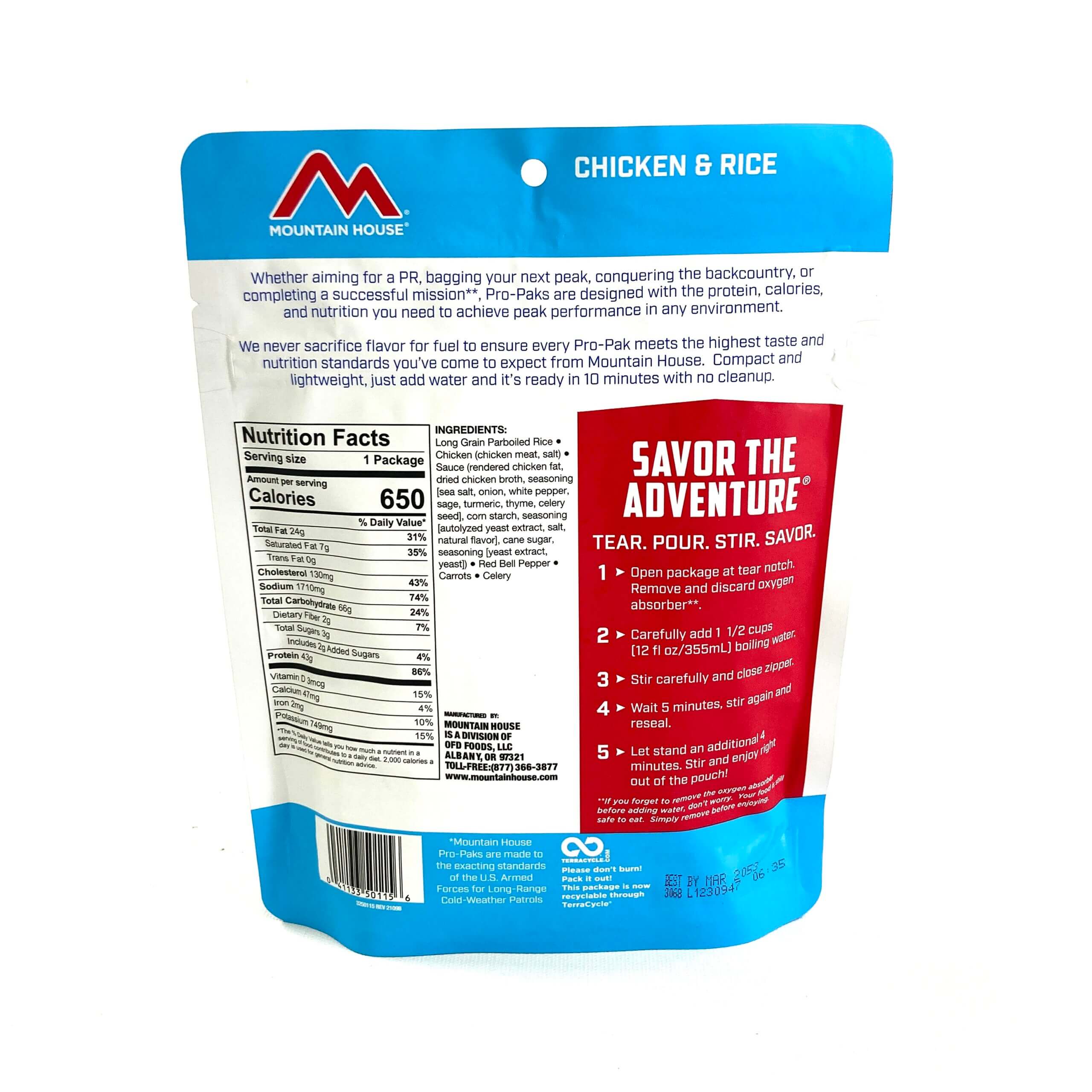 Mountain House Pro-Pak Meal, Chicken & Rice, GF - Venture Surplus