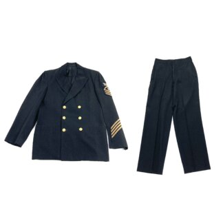 Vintage US Navy Chief Petty Officer Electricians Mate Dress Uniform, Black with Gold Insignia