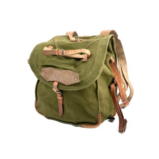 Vintage Romanian Army Canvas Rucksack, Olive Green