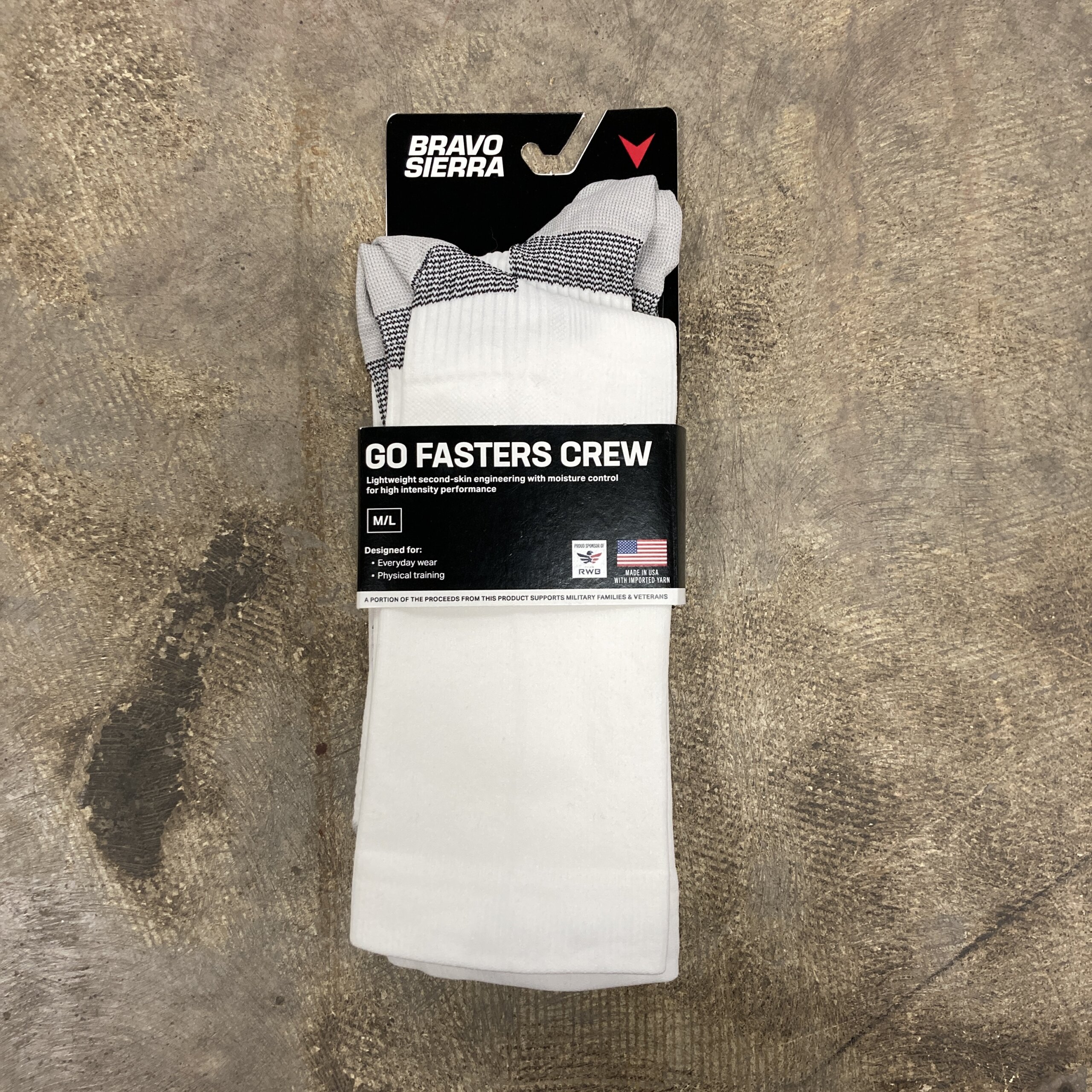 Bravo Sierra Go Faster Crew Socks, White - Image 3